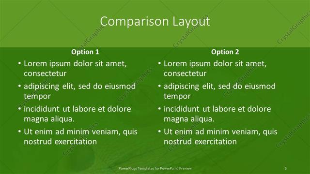 Comparison presentation slide layout