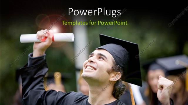  Presentation with diploma - Close-up of happy graduant with diploma and graduation cap
