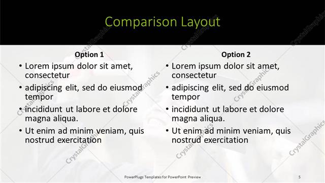 Comparison presentation slide layout