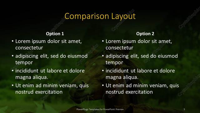 Comparison presentation slide layout