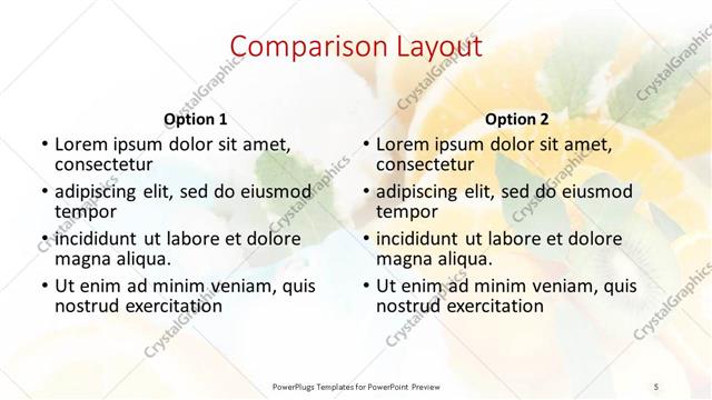 Comparison presentation slide layout