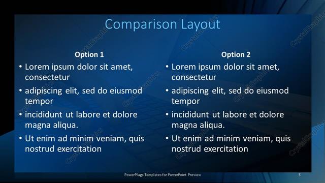 Comparison presentation slide layout
