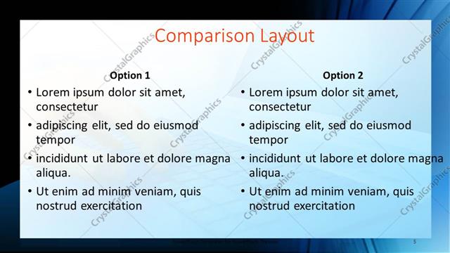 Comparison presentation slide layout
