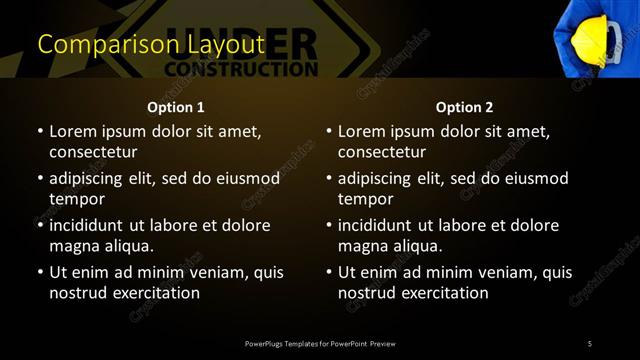Comparison presentation slide layout