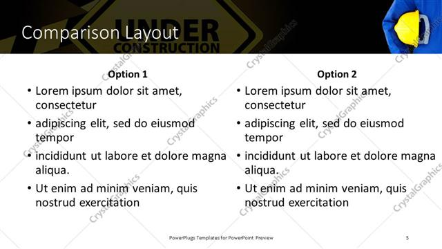 Comparison presentation slide layout