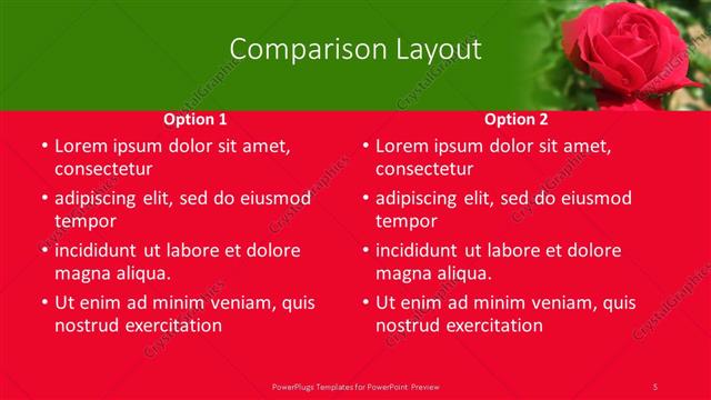 Comparison presentation slide layout