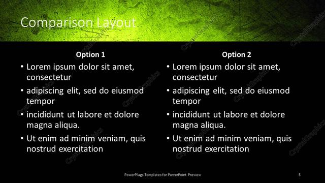 Comparison presentation slide layout