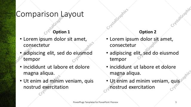 Comparison presentation slide layout
