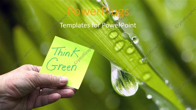  Presentation with think - A sticky note with greenery in background