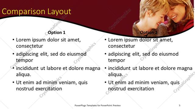 Comparison presentation slide layout