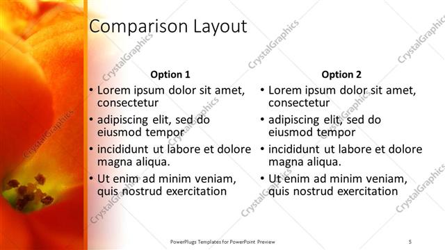 Comparison presentation slide layout