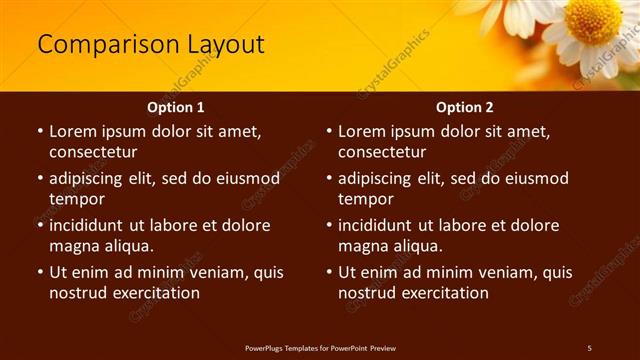 Comparison presentation slide layout