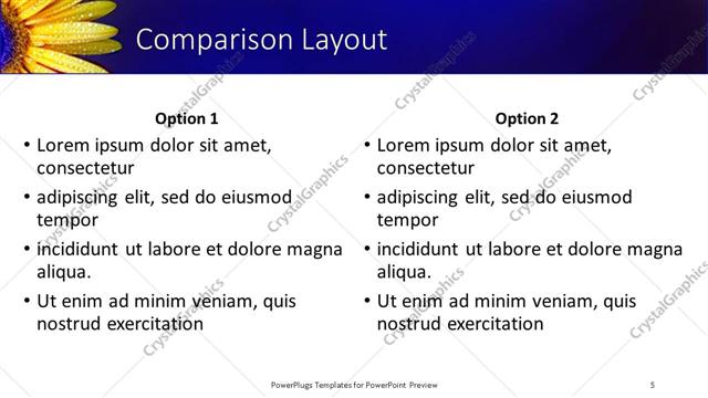 Comparison presentation slide layout