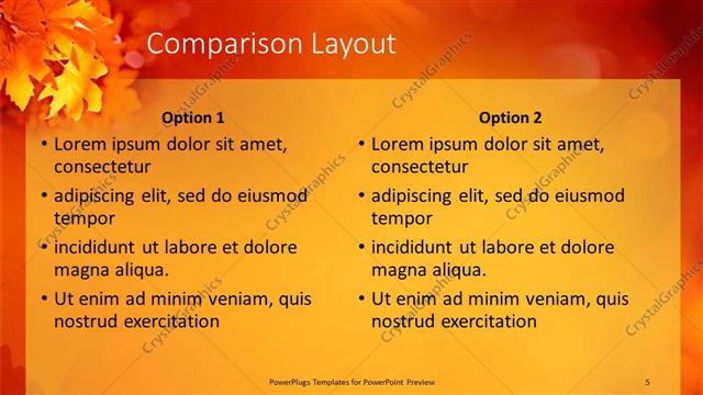 Comparison presentation slide layout