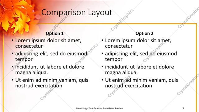 Comparison presentation slide layout
