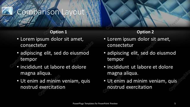 Comparison presentation slide layout