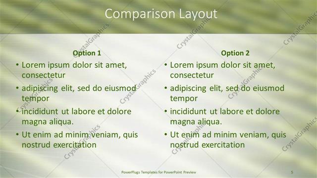 Comparison presentation slide layout