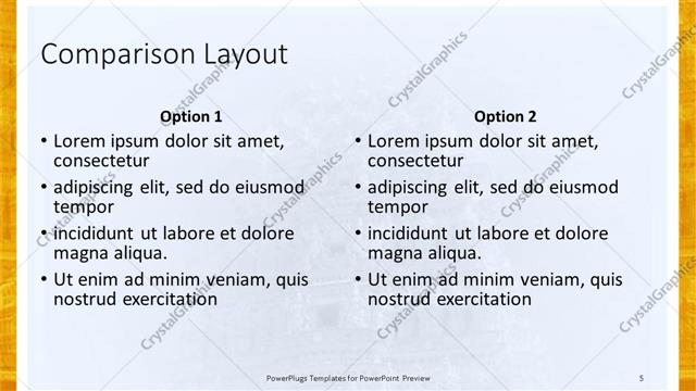 Comparison presentation slide layout