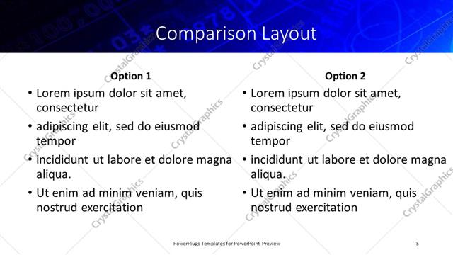 Comparison presentation slide layout