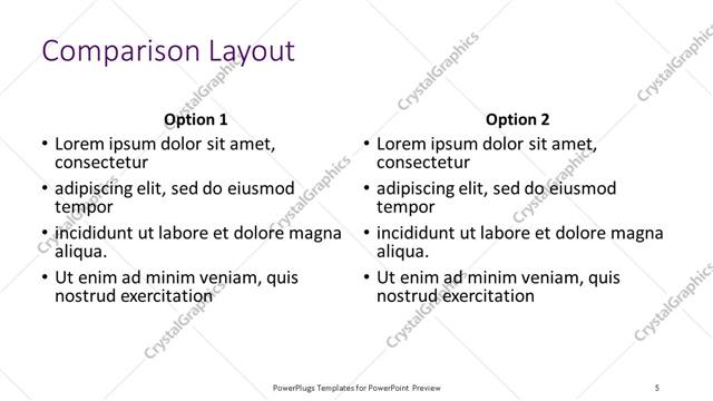 Comparison presentation slide layout