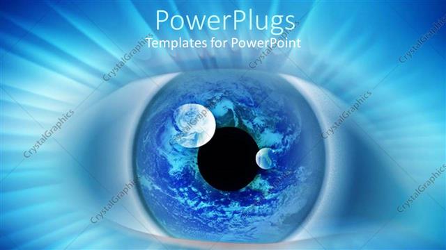  Presentation with earth eye - Close up blue eye showing earth
