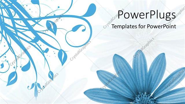  Presentation with blue flower - Close up of blue flower and blue plant in white background