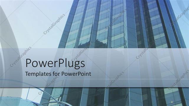  Presentation with light blue - Close up of blue skyscraper in light blue background