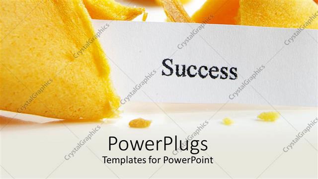  Presentation with cookie - Close up of broken fortune cookie with success note