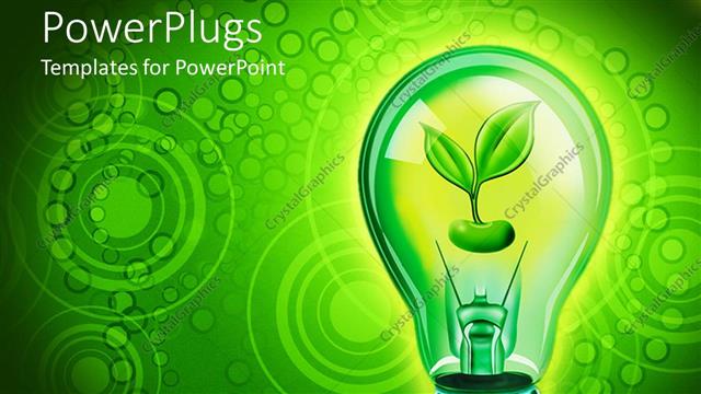  Presentation with life saving - Close up of bulb with green sprouting seed in green background