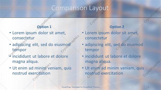 Comparison presentation slide layout