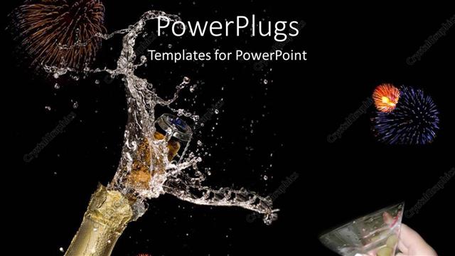  Presentation with celebration - Close up of champagne bottle just opened