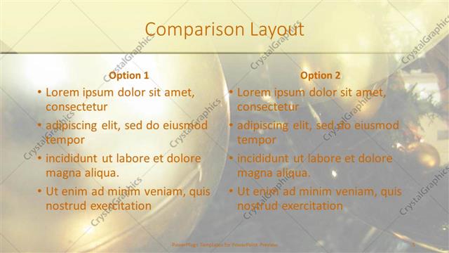 Comparison presentation slide layout