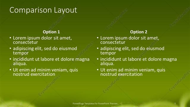 Comparison presentation slide layout