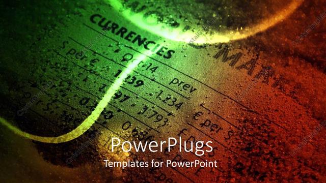  Presentation with risk - Close up of dusty paper showing currencies with glittering lines and sphere on top of it