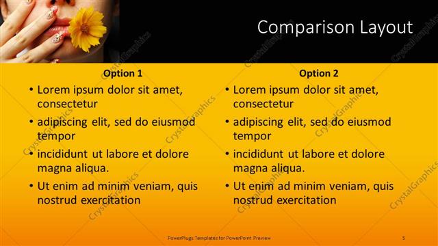 Comparison presentation slide layout