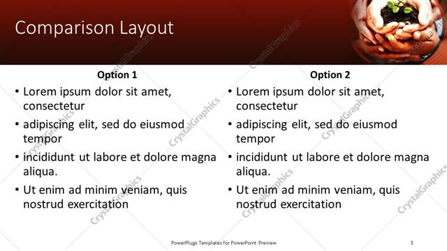 Comparison presentation slide layout