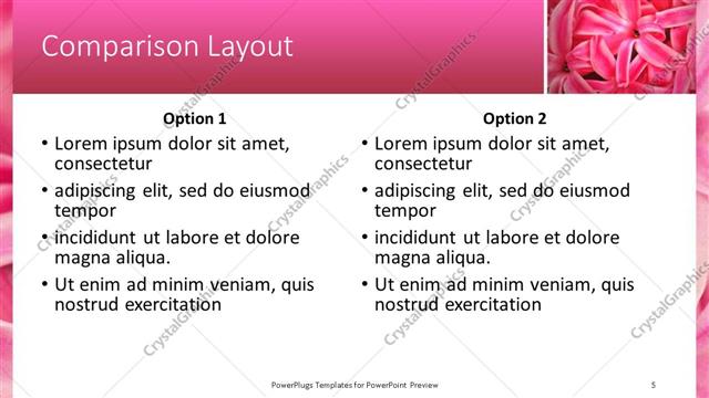 Comparison presentation slide layout