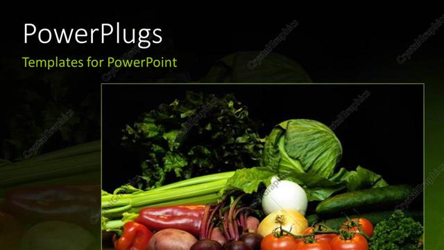  Presentation with pepper - Close up of fresh vegetables tomato onion pepper cucumber?