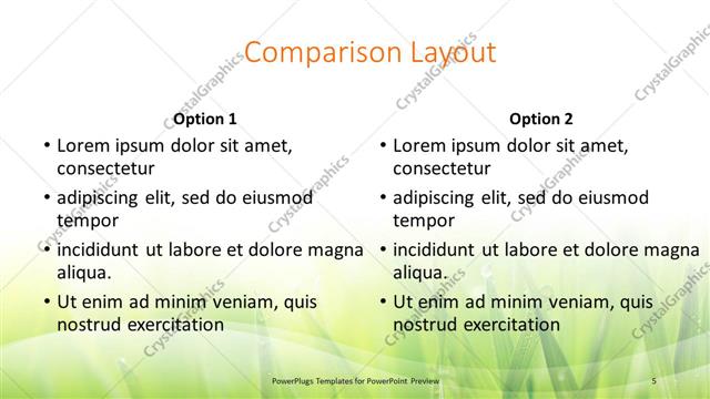 Comparison presentation slide layout