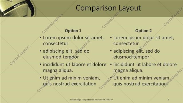 Comparison presentation slide layout