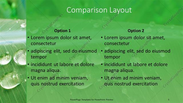 Comparison presentation slide layout