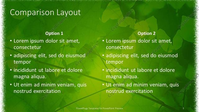 Comparison presentation slide layout