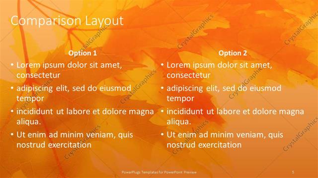 Comparison presentation slide layout