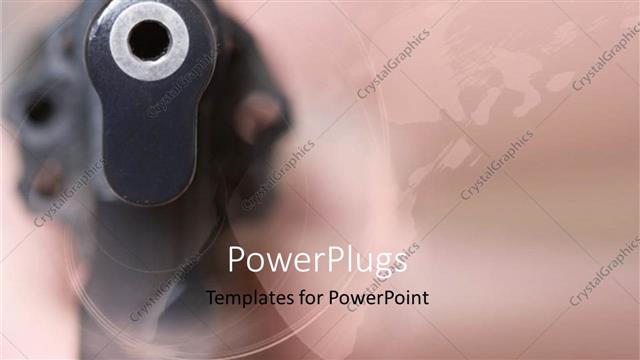  Presentation with defense - Close up gun revolver pointing at you pink background