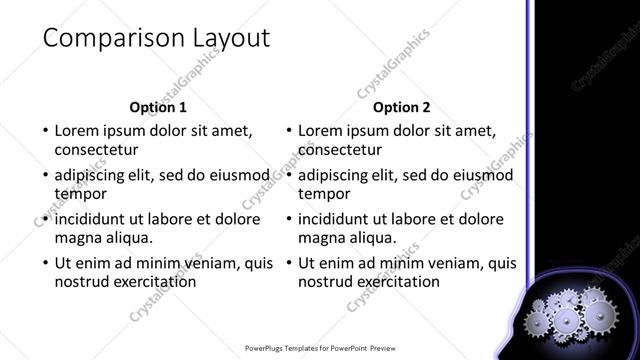 Comparison presentation slide layout