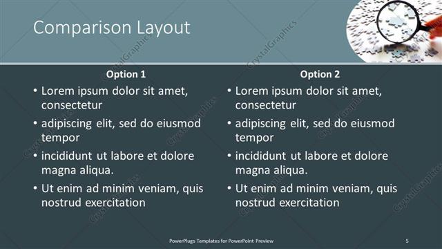 Comparison presentation slide layout