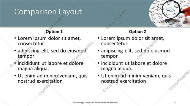 Comparison presentation slide layout