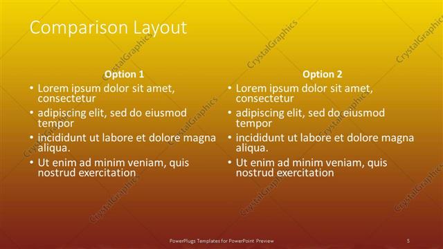 Comparison presentation slide layout