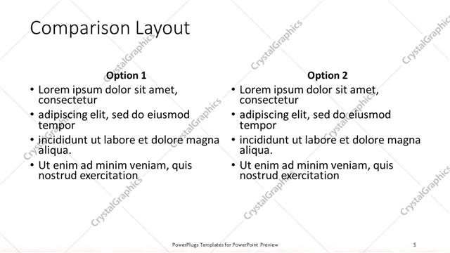 Comparison presentation slide layout