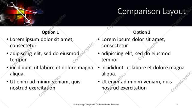 Comparison presentation slide layout